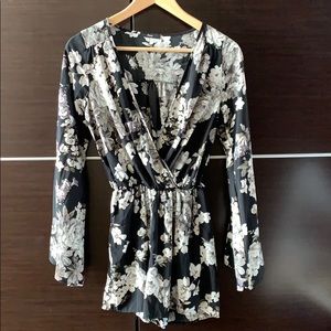 Black Floral Romper